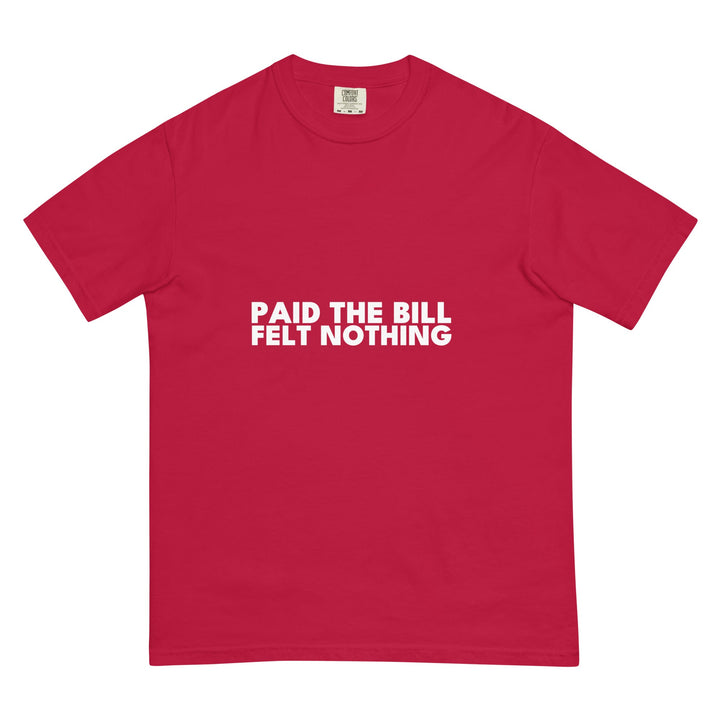 Paid The Bill. Felt Nothing. T-Shirt - Casual Meltdown